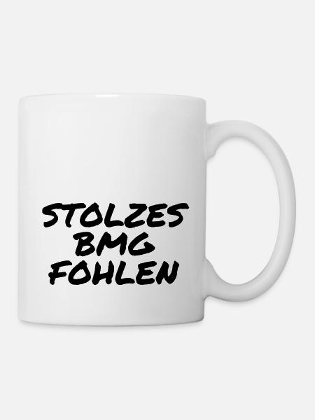Schriftzug STOLZES BMG FOHLEN Schrift Nr.3 in schw - Tasse - Weiß