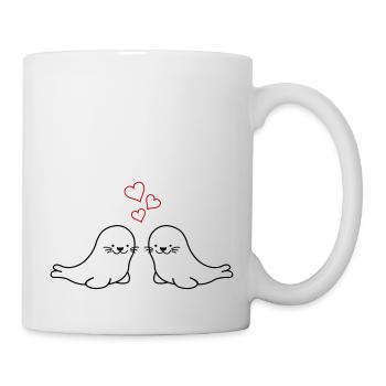 seehunde verliebt - Tasse - Weiß - Rechts