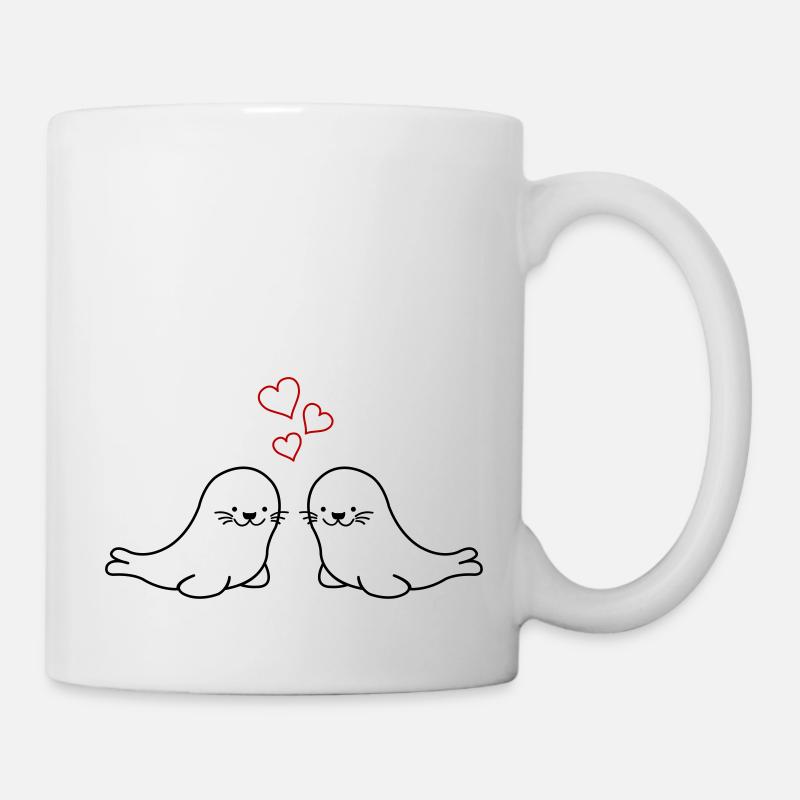 seehunde verliebt - Tasse - Weiß