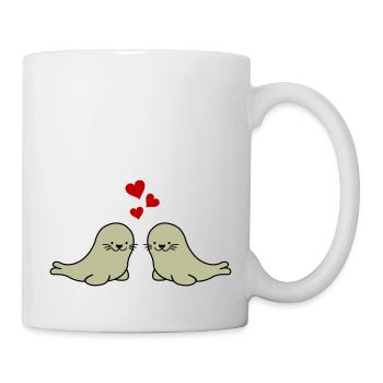 seehunde verliebt - Tasse - Weiß - Rechts