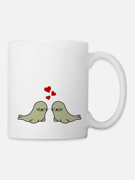 seehunde verliebt - Tasse - Weiß