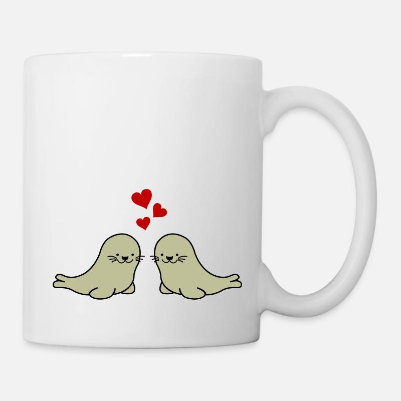 seehunde verliebt - Tasse - Weiß