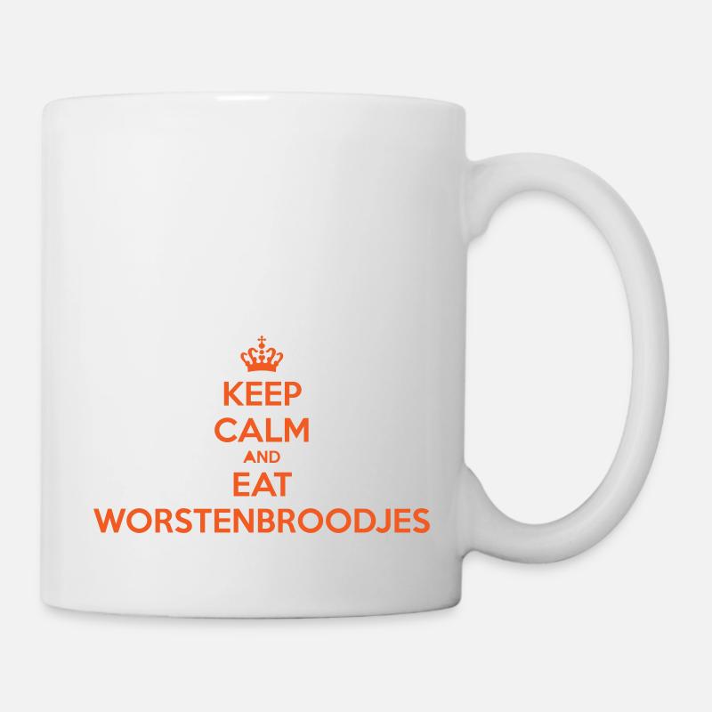 DUTCH KEEP CALM AND EAT SAUSAGE ROLLS ORANGE - Mug - white