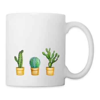 Kakteenfreunde - Drei grüne Kakteen in einer Reihe - Tasse - Weiß - Rechts