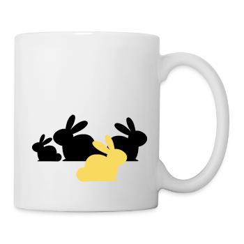 Osterhasen - Schwarz und Farbe - Tasse - Weiß - Rechts