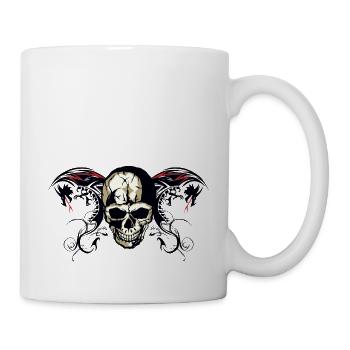 dragon head of death tribal skull fantasy - Mug - white - Right