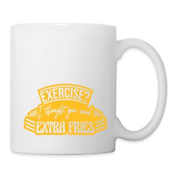 Exercise Extra Fries Quote - Mug - white - Right