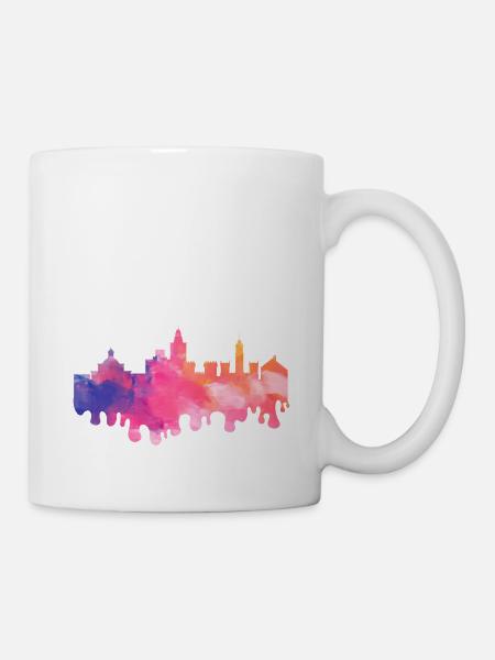 Valencia Spanien Stadt Skyline Splash Bunt Urlaub - Tasse - Weiß