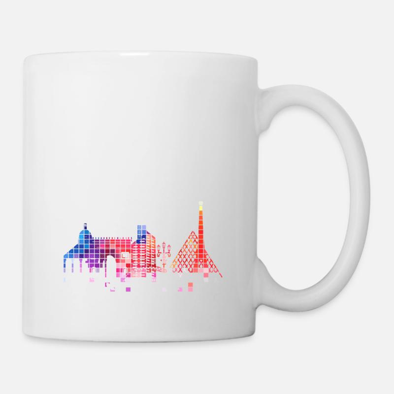 Paris Frankreich Stadt Skyline Pixel Bunt - Tasse - Weiß