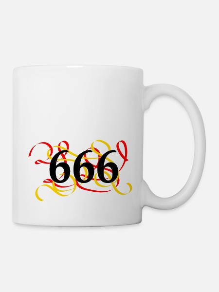 666 gebrannt - Tasse - Weiß