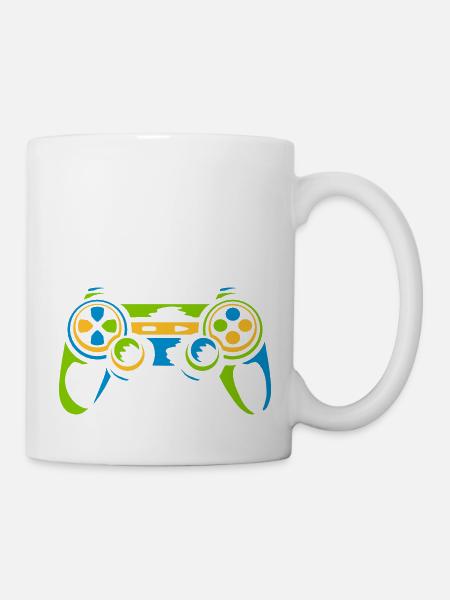 Bunter Controller Retro Konsole - Tasse - Weiß