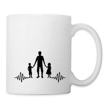 Heartbeat 2 Enfants Papa - Mug blanc - blanc - Droite
