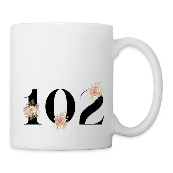 102e anniversaire fleuris (Cadeau de 102 ans) - Mug blanc - blanc - Droite