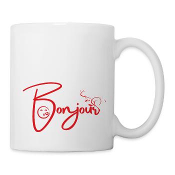 "BONJOUR" design for Men's White Clothes - Mug - white - Right