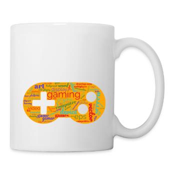 wordcloud gaming orange 2 - Tasse - Weiß - Rechts