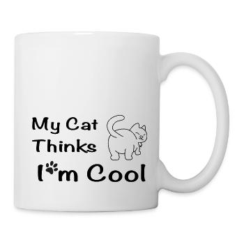 Mon chat pense que je suis cool - Drôle de dicton - Mug blanc - blanc - Droite