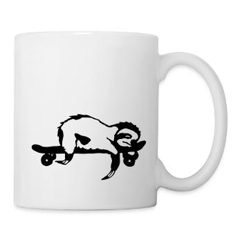 Faultier Skateboard Geschenkidee - Tasse - Weiß - Rechts