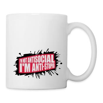 not antisocial anti stupid - Tasse - Weiß - Rechts