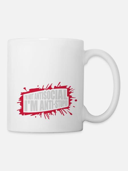 not antisocial anti stupid - Tasse - Weiß
