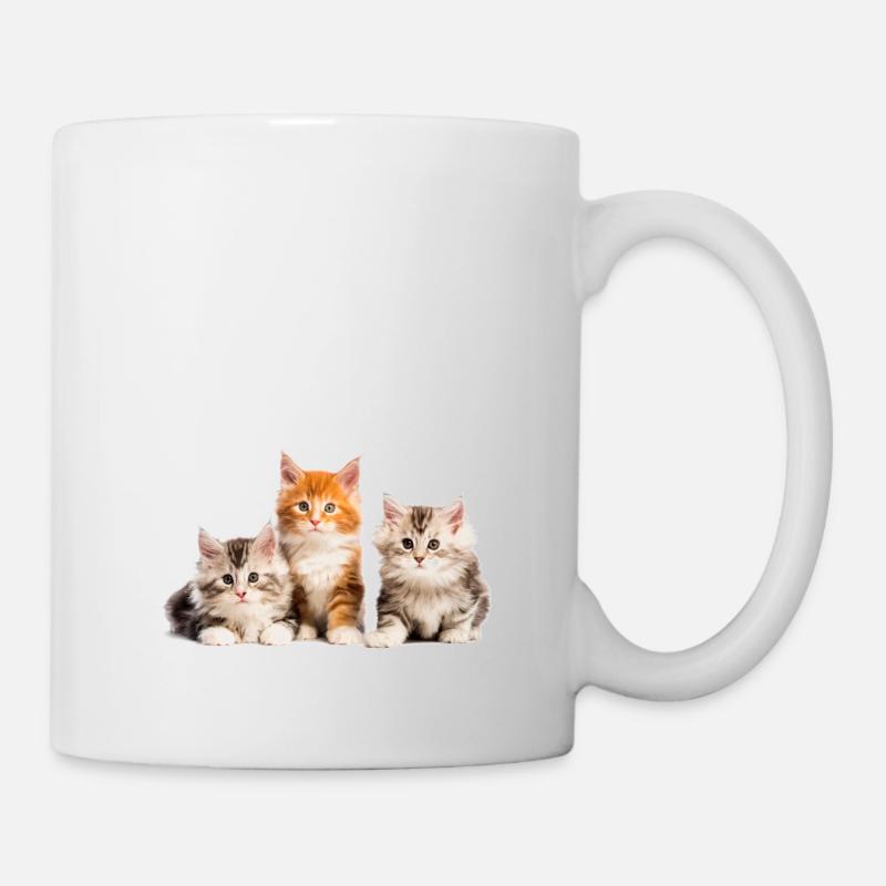 chatons maine coon chats mignons - Mug blanc - blanc