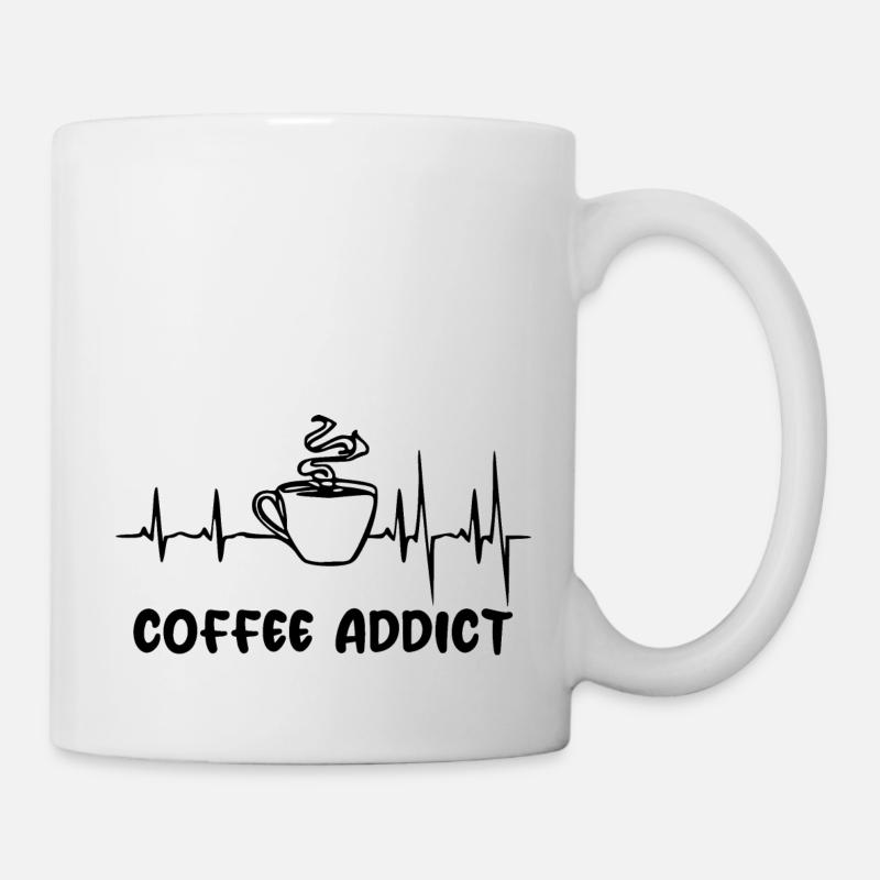 Heartbeat ECG Coffee Pulse Cafe Caffeine Gift - Mug - white