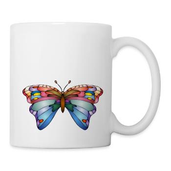 Bunter Schmetterling - Tasse - Weiß - Rechts