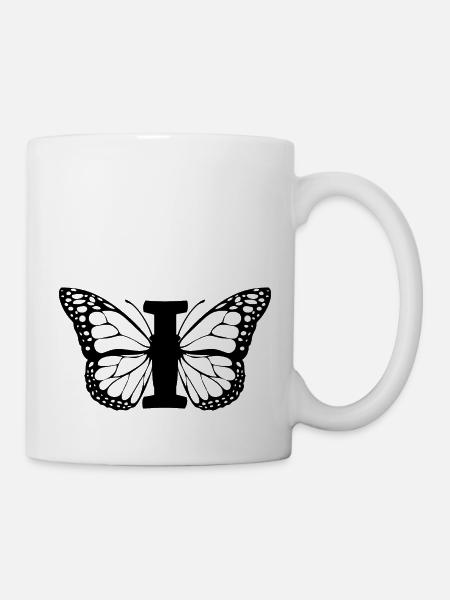 lettre i papillon - Mug blanc - blanc