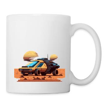 Auto auf dem Mars im retro 8-Bit Videospiel look - Tasse - Weiß - Rechts