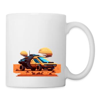 Une voiture futuriste sur une planète extraterrestre - Mug blanc - blanc - Droite