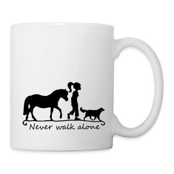Pferd Hund ich - never walk alone - Tasse - Weiß - Rechts