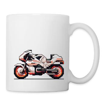 Motorrad Rennmaschine als 8 Bit Vector - Tasse - Weiß - Rechts