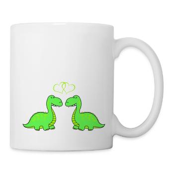 dinos verliebt - Tasse - Weiß - Rechts
