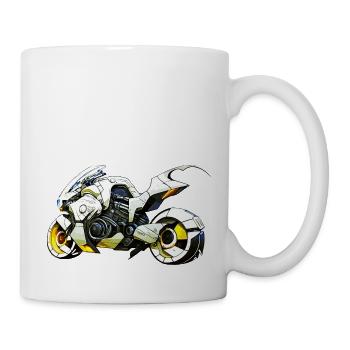 Motorcycle as racing machine in the future scenario - Mug - white - Right