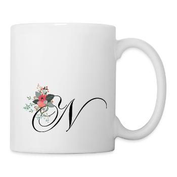 Buchstabe n geblüht - Tasse - Weiß - Rechts