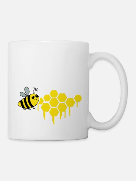 abeille en nid d’abeille - Mug blanc - blanc