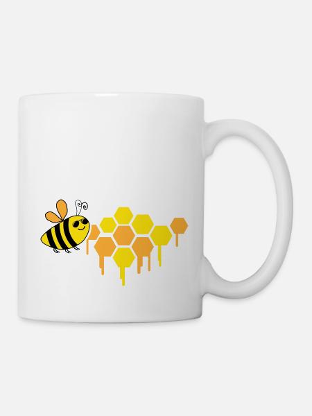 abeille en nid d’abeille - Mug blanc - blanc