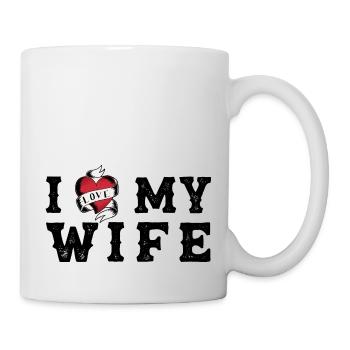 I Heart My Wife at Vintage Tattoo Style - Mug blanc - blanc - Droite