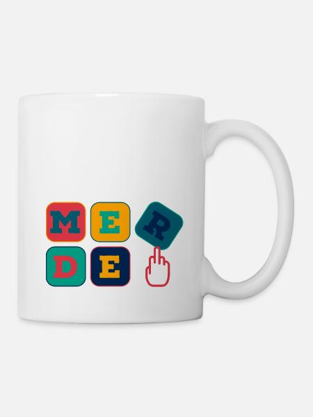 Merde! - Stinkefinger - Tasse - Weiß