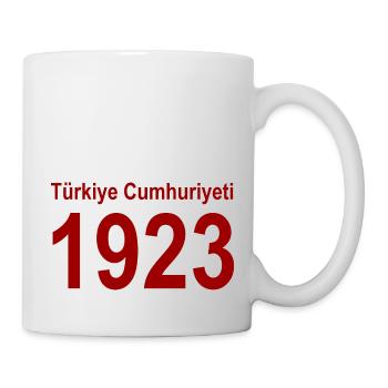 Türkiye Cumhuriyeti 1923 - roter Schriftzug - Tasse - Weiß - Rechts