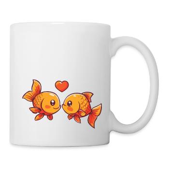 Poisson rouge Couple Amour Couple Amoureux Poissons - Mug blanc - blanc - Droite
