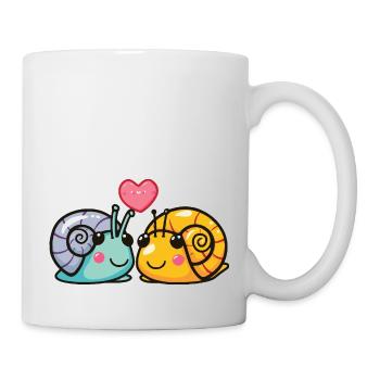 Schnecke Paar Liebe Couple Verliebt - Tasse - Weiß - Rechts