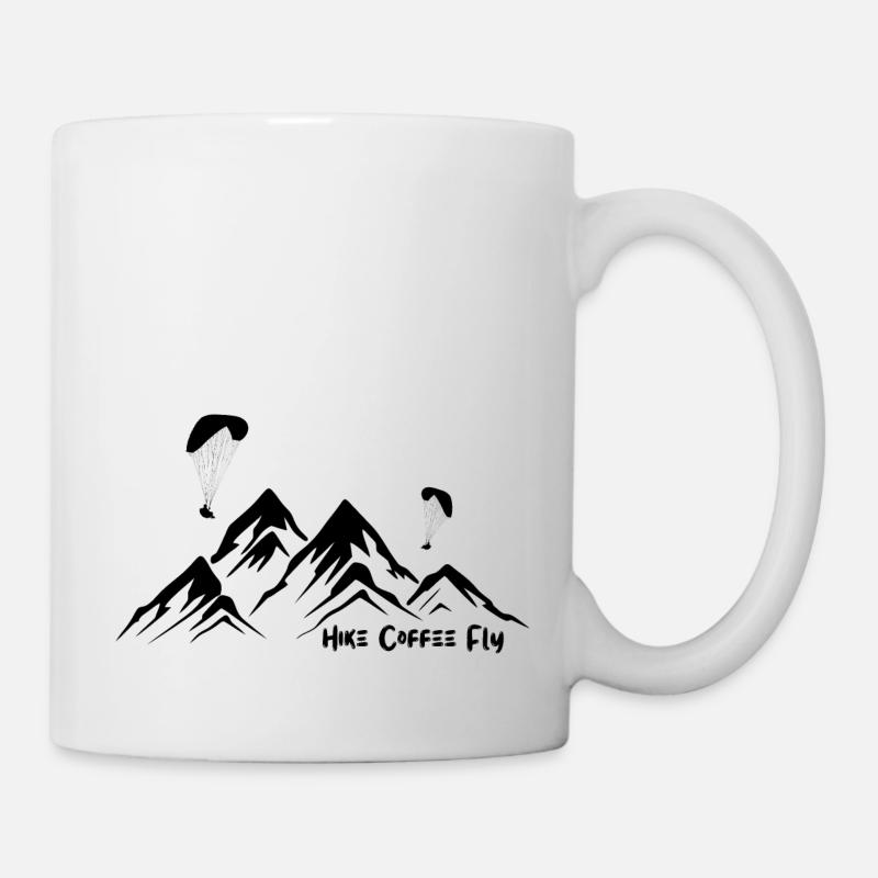 Hike Coffee Fly - Black Print - Tasse - Weiß