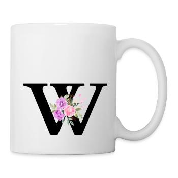 Purple floral w letter - Mug - white - Right