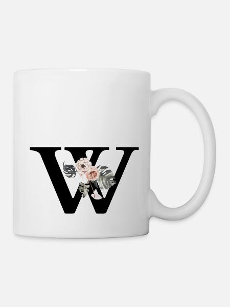 Tropischer Blumenbuchstabe - Tasse - Weiß