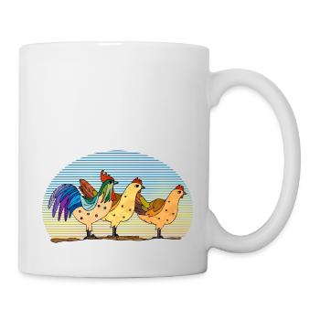 Rooster and hens - Mug - white - Right