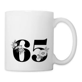 Numéro 65 floral noir - 65e anniversaire floral - Mug blanc - blanc - Droite