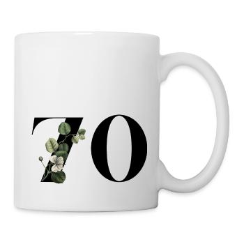 Numéro 70 floral vert - 70e anniversaire floral - Mug blanc - blanc - Droite
