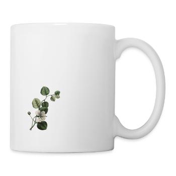Zahl 75 Blumengrün - 75. Blumengeburtstag - Tasse - Weiß - Rechts