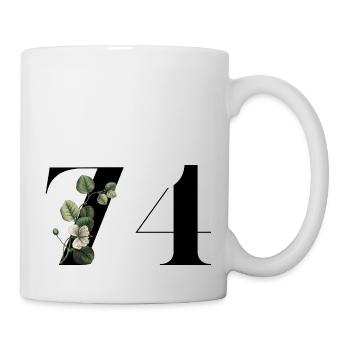 Nummer 74 Blumengrün - 74. Blumengeburtstag - Tasse - Weiß - Rechts