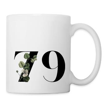 Nummer 79 Blumengrün - 79. Blumengeburtstag - Tasse - Weiß - Rechts